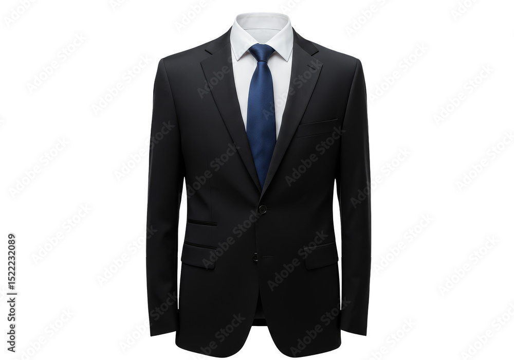 Formal Black Suit With Blue Tie Elegant Fashion Outfit PNG Formal Black Suit With Blue Tie Elegant Fashion Outfit PNG