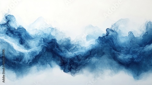Abstract watercolor blue splash texture on white background for creative artistic design, light backdrop or modern wallpaper concept use. 3D Rendering.