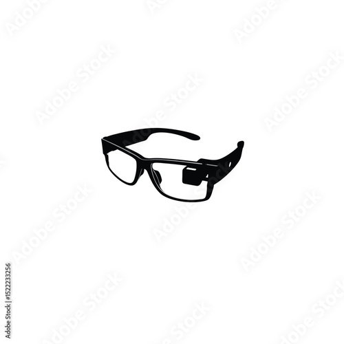 Smart Safety Glasses Silhouette on White Background – Modern Construction Tool Vector