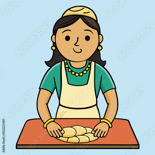Woman expertly making fresh rotis and chapatis, traditional Indian flatbread.