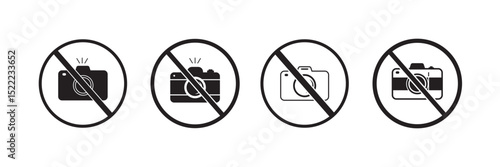 Prohibition Sign Vector Illustration No Photography Flash Allowed, High-Resolution Download, EPS10