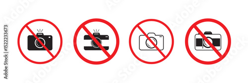 Prohibition Sign Vector Illustration No Photography Flash Allowed, High-Resolution Download,  EPS10