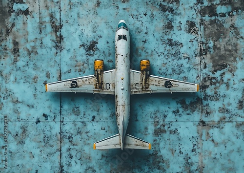 Wallpaper Mural Abandoned aircraft on weathered concrete floor Torontodigital.ca