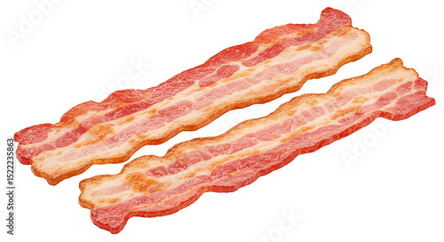 Illustration Of Crispy Fried Streaky Bacon Rashers On Transparent Background