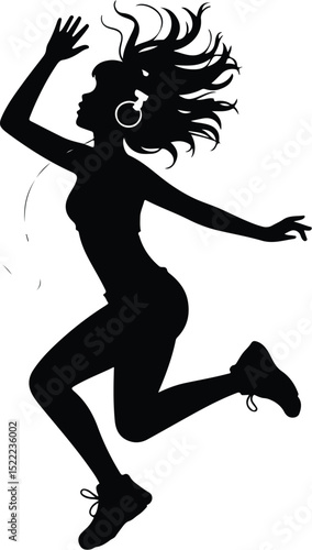 Girl Listening to Music with Headphones Silhouette – Chill Vibes Vector Set Music Lover Girl Silhouette – Headphones Listening Pose Clipart Collection