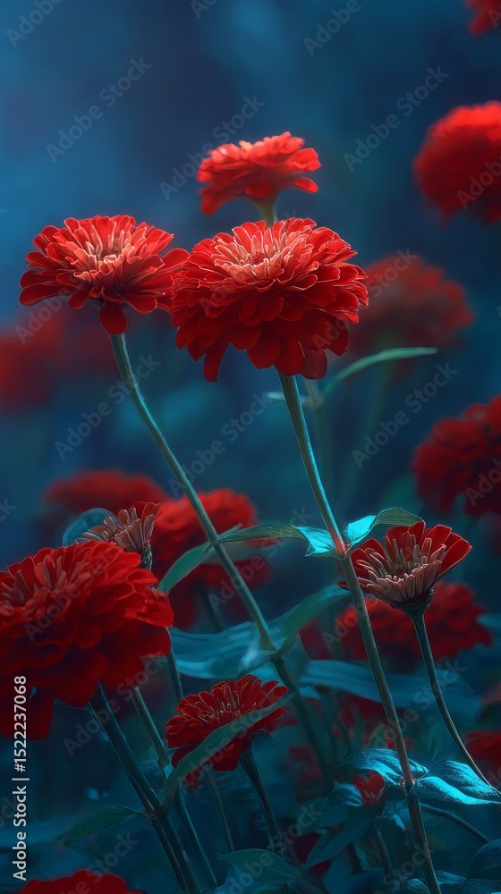 Obraz premium A close up of a bunch of red flowers