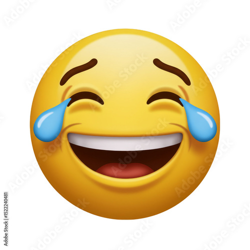 Illustration of Laughing Emoji with Tears of Joy and Transparent BG