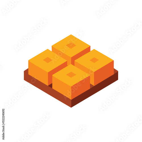 Isometric illustration of traditional turkish dessert baklava served on tray