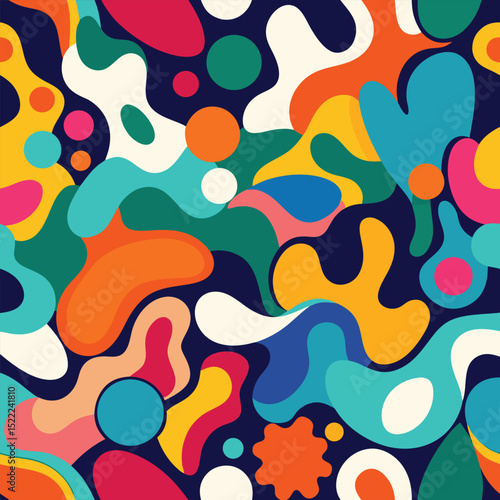 Abstract Organic Colorful Shapes Seamless Pattern Modern Artistic Background Design