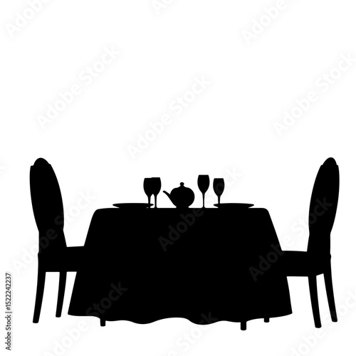 Festive dining table silhouette for Christmas dinner, holiday celebration
