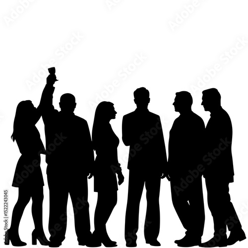 Silhouettes toasting with glasses for New Year's celebration, joy