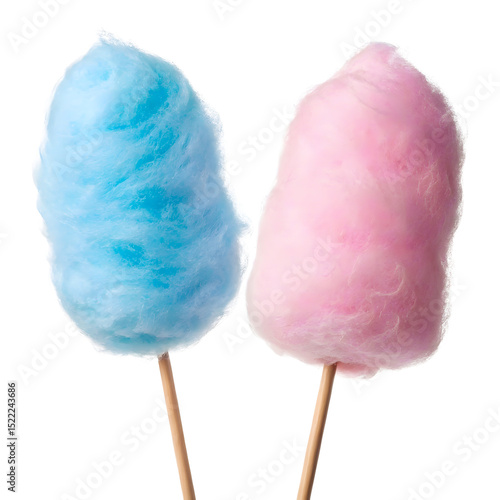Two cotton candy isolated on transparent background 