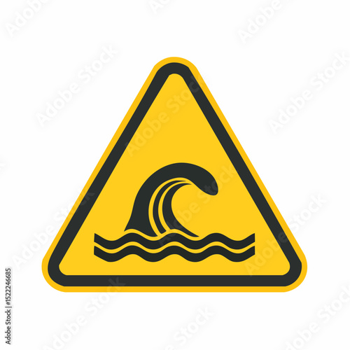 Vector alert sign for tsunami-prone coastal regions