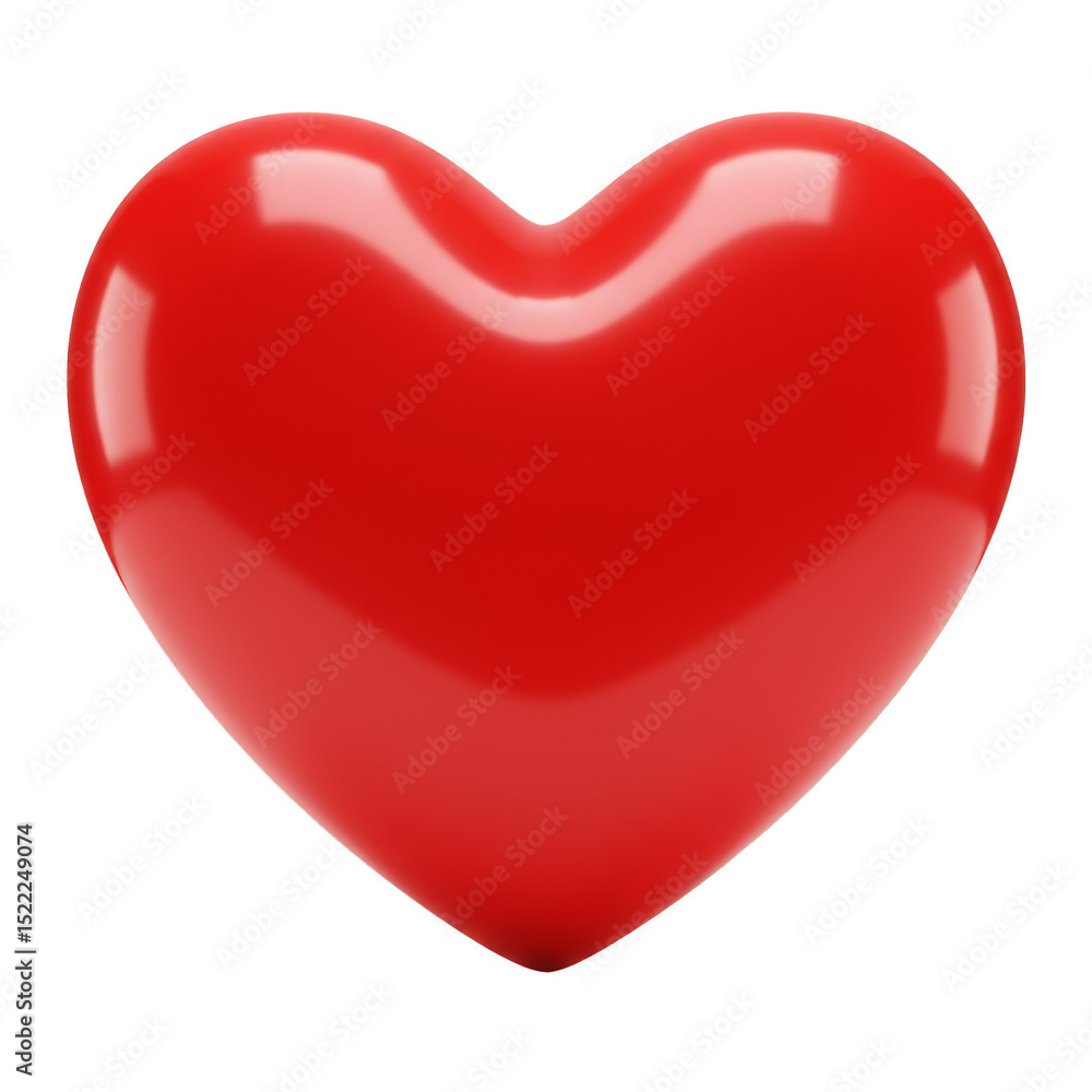 Isolated 3D Red Heart Love Symbol Passion Design for Valentine Day