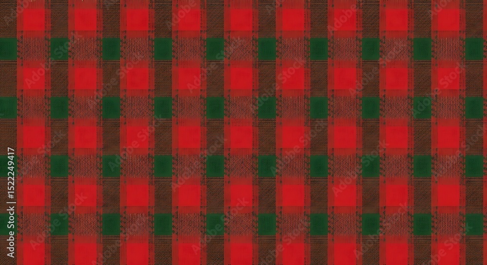 Obraz premium Red and Green Plaid Fabric Texture Seamless Pattern Background