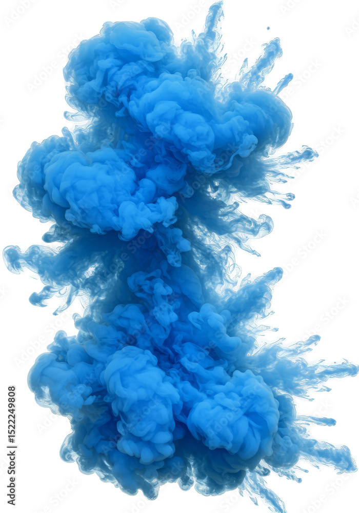 Obraz premium Isolated Abstract Blue Smoke Cloud Ink Explosion on Transparent Background