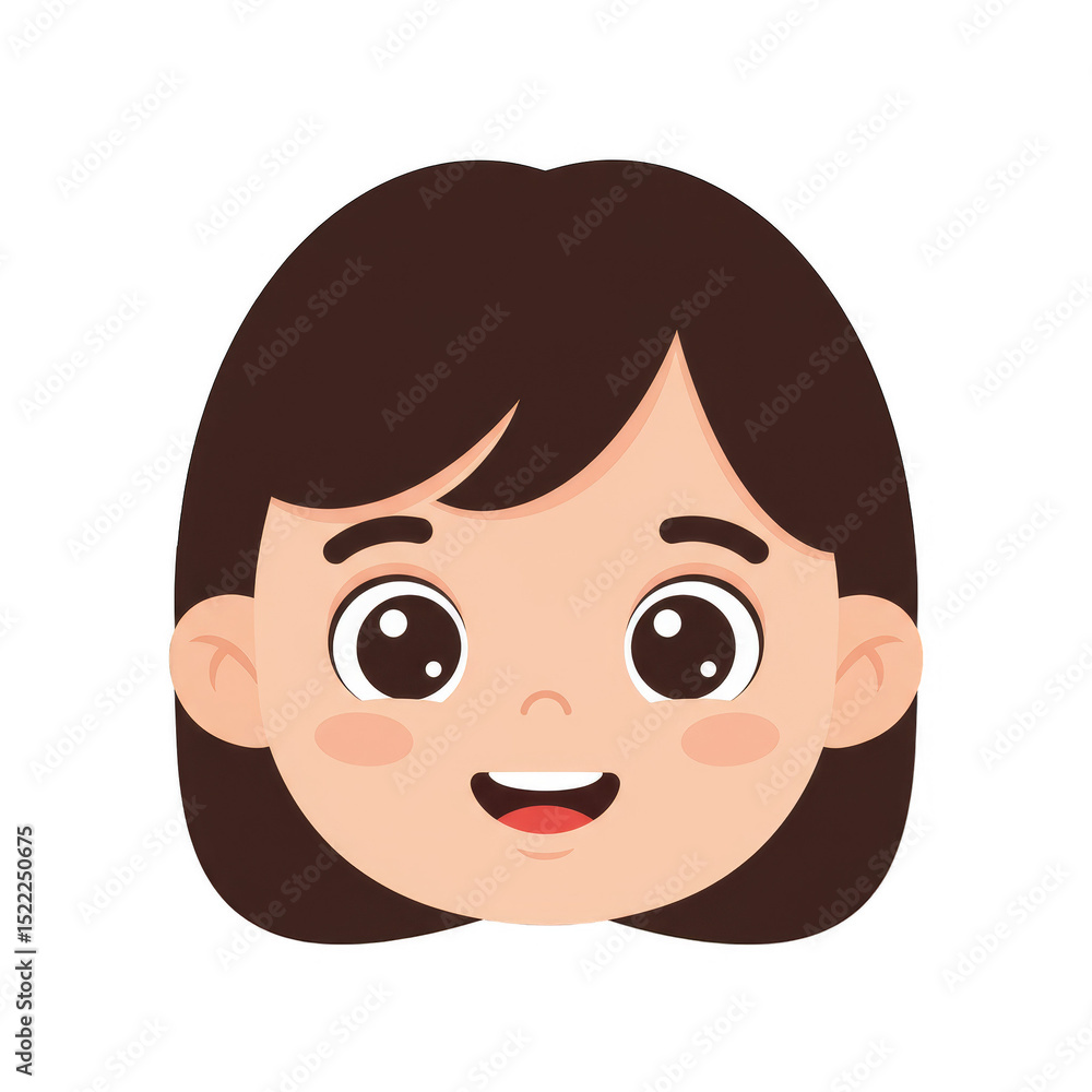 Illustration of Young Smiling Brunette Girl with Brown Hair Transparent Illustration of Young Smiling Brunette Girl with Brown Hair Transparent