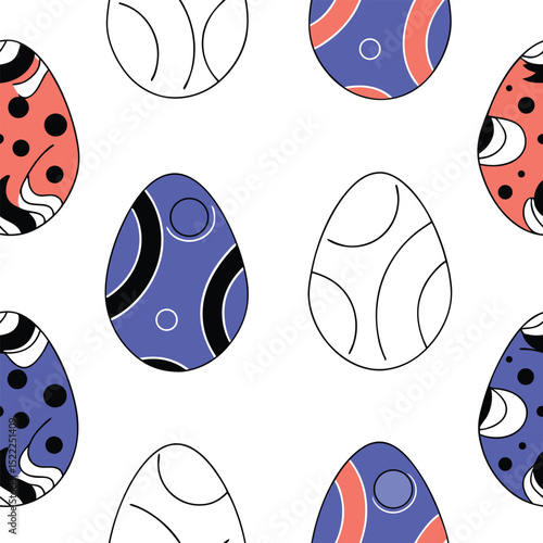 Funky Egg Seamless Pattern – Playful Breakfast-Themed Design with Repeating Eggs