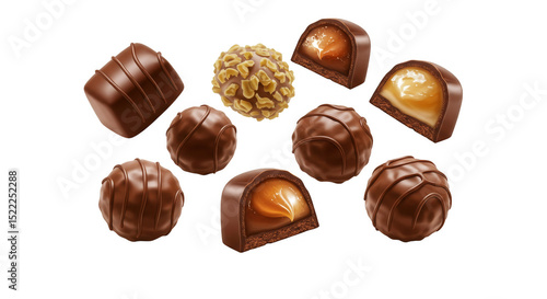Isolated Background of Assorted Gourmet Chocolates Sweet Delicacy Treats