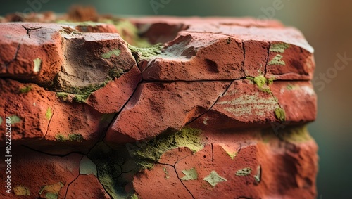 Zoomed Photos of Mossy Wall Made of Brick with High Detailed Image Stock Photos