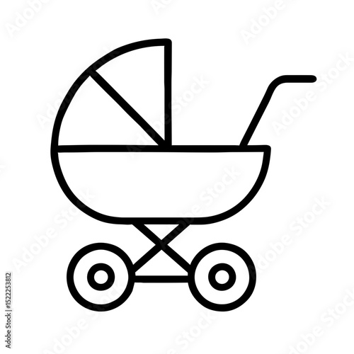 Baby stroller icon in outline style