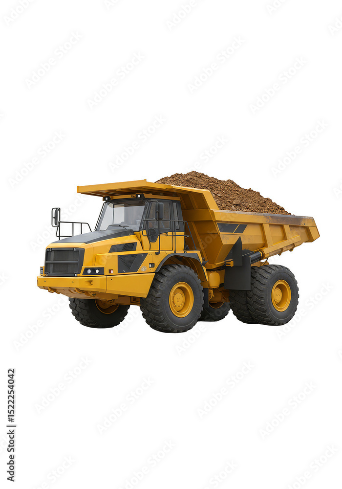 Isolated 3D Yellow Heavy Dump Truck With Transparent Background Isolated 3D Yellow Heavy Dump Truck With Transparent Background