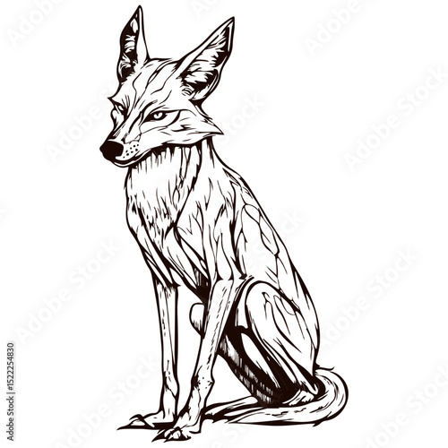 jackal, animal, vector, transparent background, mammal, isolated, nature, wild animal, wildlife, wolf, wild, canine, carnivore, predator