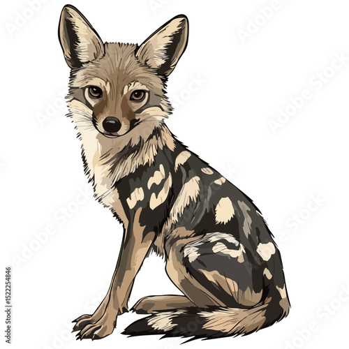 jackal, animal, vector, transparent background, mammal, isolated, nature, wild animal, wildlife, wolf, wild, canine, carnivore, predator