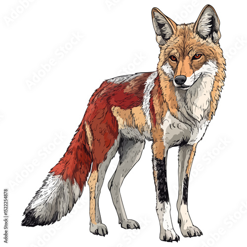 jackal, animal, vector, transparent background, mammal, isolated, nature, wild animal, wildlife, wolf, wild, canine, carnivore, predator