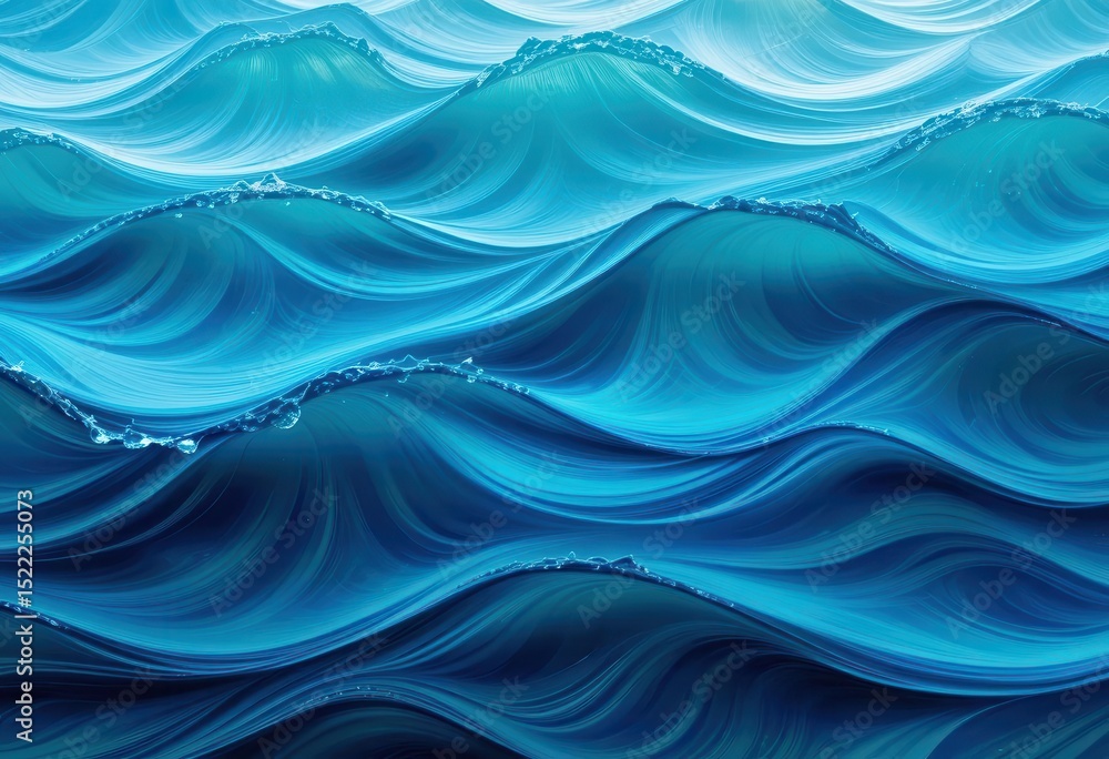Fototapeta premium Beautiful ocean waves in varied shades of blue during daylight