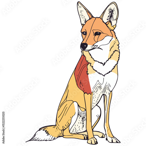 jackal, animal, vector, transparent background, mammal, isolated, nature, wild animal, wildlife, wolf, wild, canine, carnivore, predator