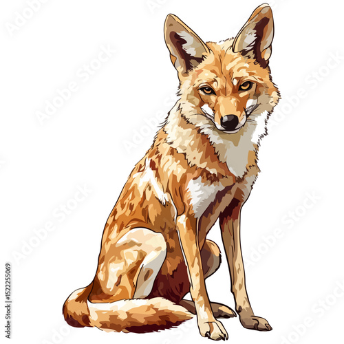 jackal, animal, vector, transparent background, mammal, isolated, nature, wild animal, wildlife, wolf, wild, canine, carnivore, predator