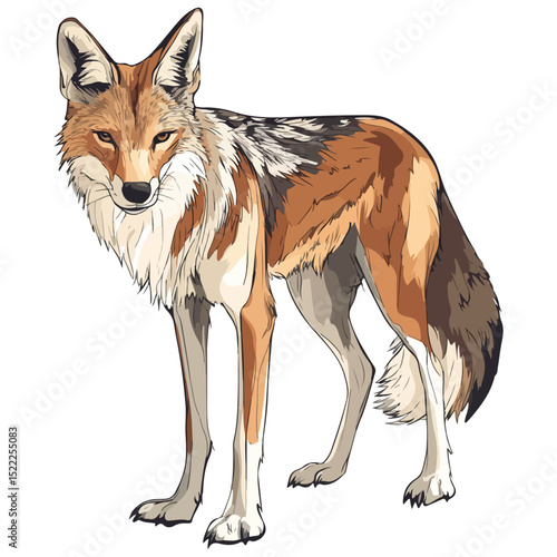 jackal, animal, vector, transparent background, mammal, isolated, nature, wild animal, wildlife, wolf, wild, canine, carnivore, predator