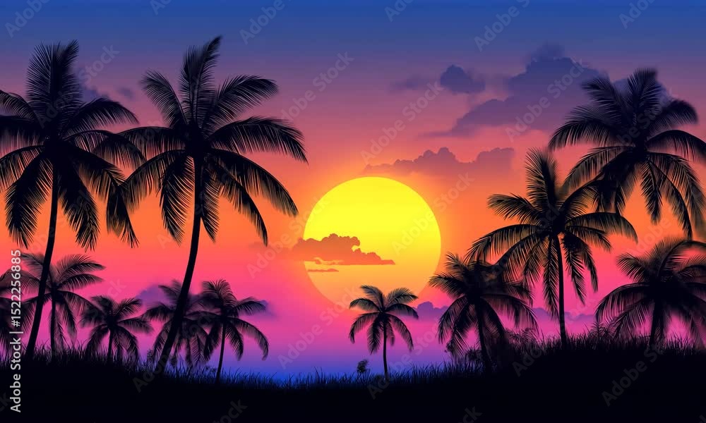 Beautiful sunset over palm trees beach Beautiful sunset over palm trees beach