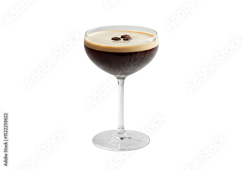 Isolated Espresso Martini Cocktail in Glass With Coffee Beans Png