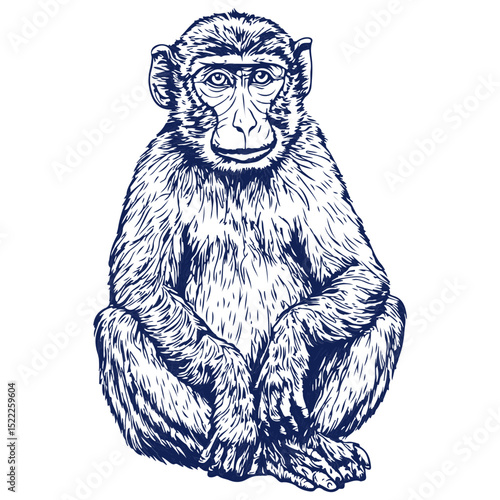 macaque, animal, vector, transparent background, mammal, symbol, wildlife, cute, zoo, nature, isolated, jungle, asia, icon