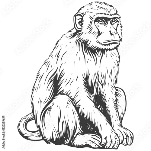 macaque, animal, vector, transparent background, mammal, symbol, wildlife, cute, zoo, nature, isolated, jungle, asia, icon