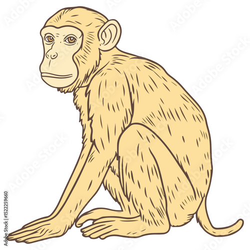 macaque, animal, vector, transparent background, mammal, symbol, wildlife, cute, zoo, nature, isolated, jungle, asia, icon