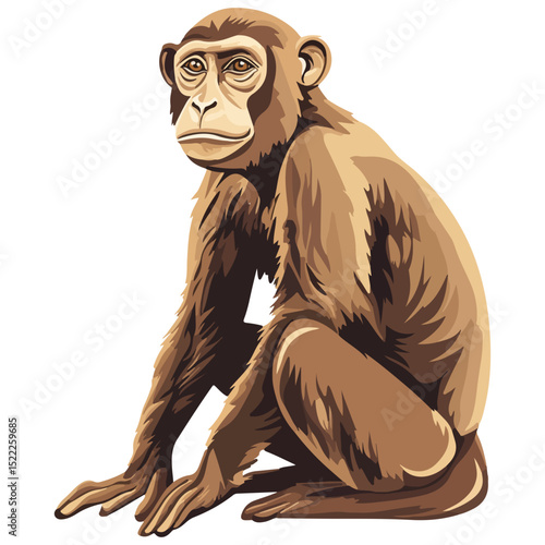 macaque, animal, vector, transparent background, mammal, symbol, wildlife, cute, zoo, nature, isolated, jungle, asia, icon
