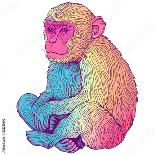 macaque, animal, vector, transparent background, mammal, symbol, wildlife, cute, zoo, nature, isolated, jungle, asia, icon