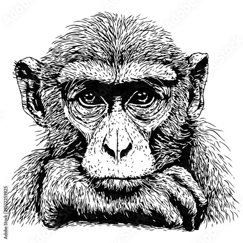 macaque, animal, vector, transparent background, mammal, symbol, wildlife, cute, zoo, nature, isolated, jungle, asia, icon