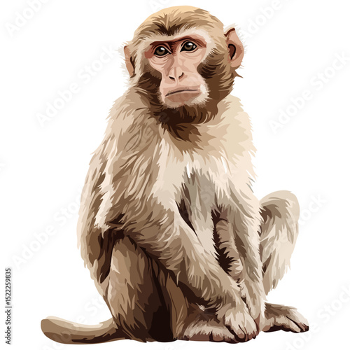 macaque, animal, vector, transparent background, mammal, symbol, wildlife, cute, zoo, nature, isolated, jungle, asia, icon