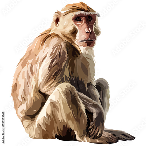 macaque, animal, vector, transparent background, mammal, symbol, wildlife, cute, zoo, nature, isolated, jungle, asia, icon