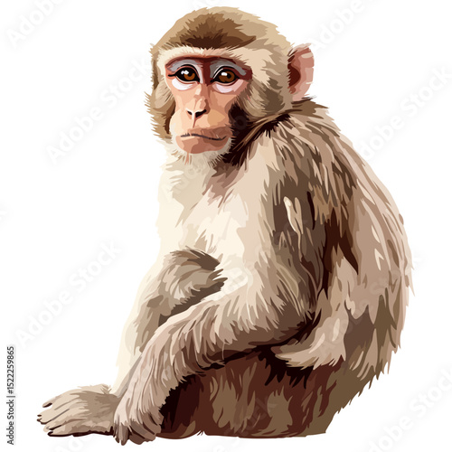 macaque, animal, vector, transparent background, mammal, symbol, wildlife, cute, zoo, nature, isolated, jungle, asia, icon