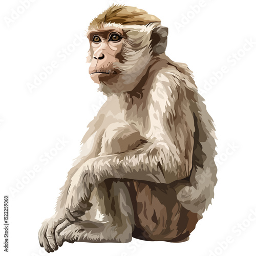 macaque, animal, vector, transparent background, mammal, symbol, wildlife, cute, zoo, nature, isolated, jungle, asia, icon