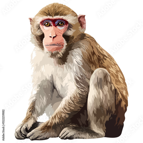 macaque, animal, vector, transparent background, mammal, symbol, wildlife, cute, zoo, nature, isolated, jungle, asia, icon