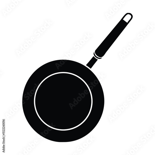 Minimalist Frying Pan Silhouette Icon – Black and White Kitchen Symbol from Top View