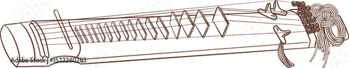 geomungo korean music instruement outline style clipart