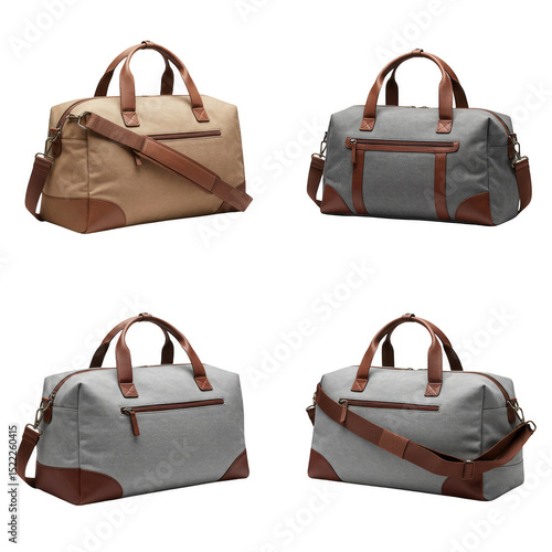 Isolated Fashionable Duffel Bags with Leather Accents Travel Ready Gear