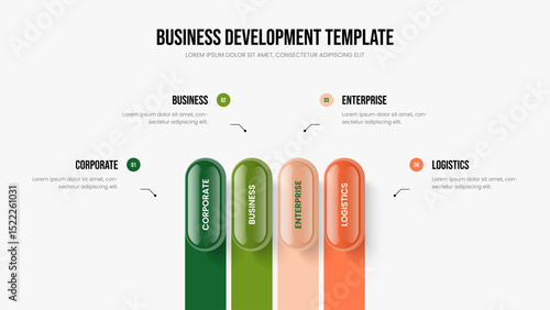 Market Campaign Four Element Infographic Presentation Design. Modern Insight 4 Option Diagram Frame Template. Product Performance Slideshow Layout Vector Illustration.